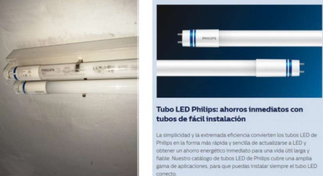 Tipo de luminaria led utilizada en aulas, laboratorios, Campus Universidad Ricardo Palma