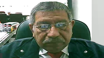 MSc. Ing. Carlos Sebastian Calvo, Decano de la Facultad de Ingenieria, en la Reunion con el presidente del Patronato del Rimac, a la que asistieron, autoridades de la Universidad, jefes de las dependencias de la Facultad de Ingenieria, docentes y  alumnos.