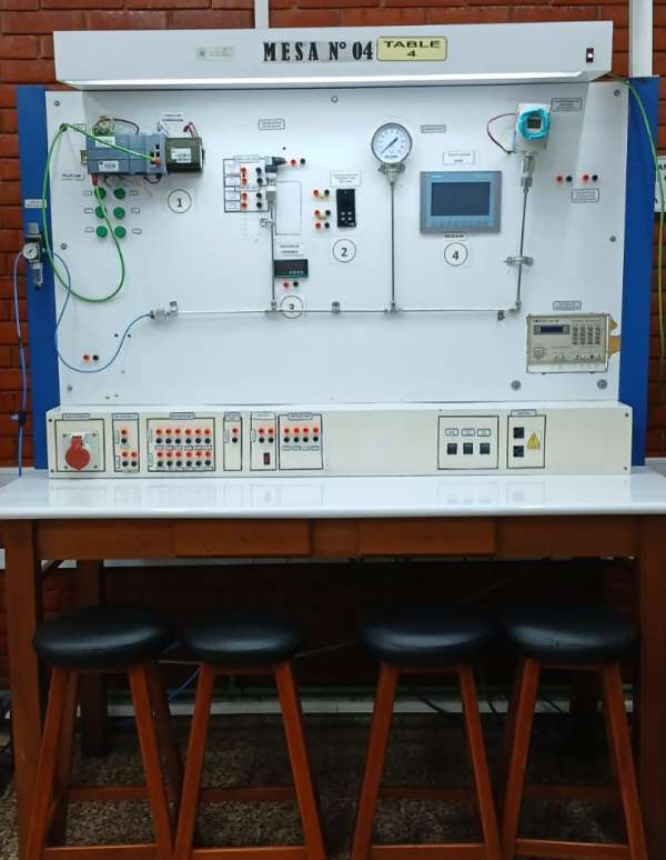 EQUIPOS E INSTRUMENTOS DEL LABORATORIO DE CONTROLControladores logicos programables (PLC) Controladores de temperatura Sensores de temperatura tipo J , K Sensores de temperatura tipo RTD Sensores de temperatura infrarrojo Sensores opticos Sensores inductivos Sensores capacitivos Transmisor de Nivel Ultrasonico Transmisor de Presion Transmisor de Flujo Modem configurador Hart Generador 4 a 20 mA Tarjeta de adquisicion de datos Linea de Aire Comprimido Valvulas neumaticas Valvu