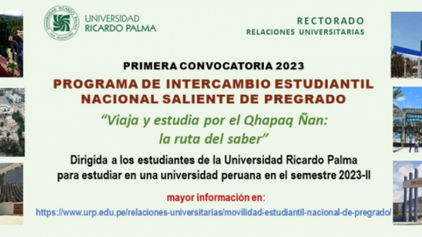 Primera convocatoria 2023 al Programa de Movilidad Estudiantil Nacional Saliente de Pregrado