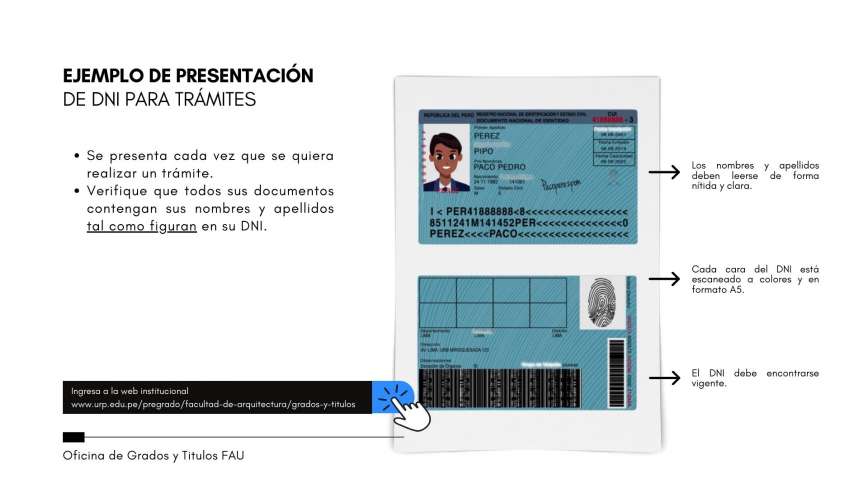 Contacto: Correo: gradosytitulos.fau@urp.edu.pe Telefono: 708 0000 Anexo 1330 - Telefono Central  Anexo 1331 - Sra. Yolanda Dominguez Horario de Atencion: Lunes a viernes de 8:00 a 14:00