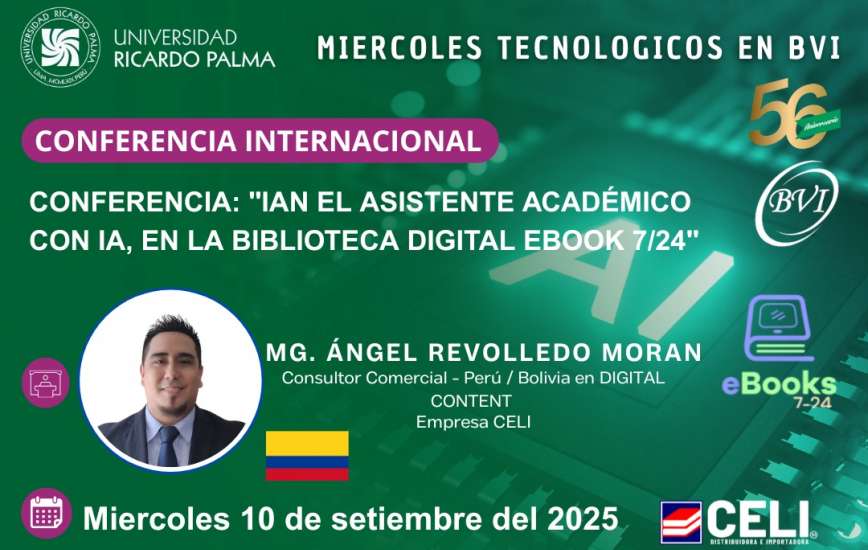 Conferencia internacional Ian, el asistente académico con IA en la Biblioteca Digital Ebook 7/24